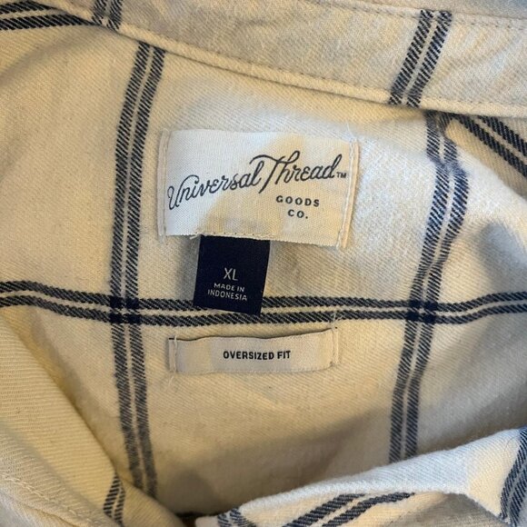 Universal Thread Goods Co., Womens Plaid Flannel Button-Down, Navy and White, Ex - Picture 4 of 5